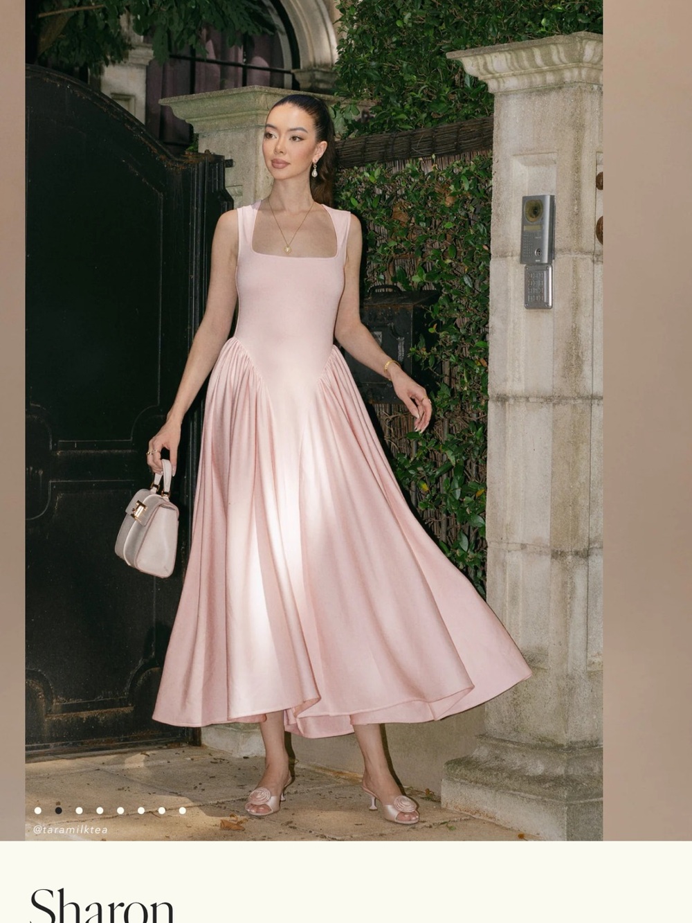 Meshki Soft Pink Square-Neck Midi Dress - Picture 2 of 6